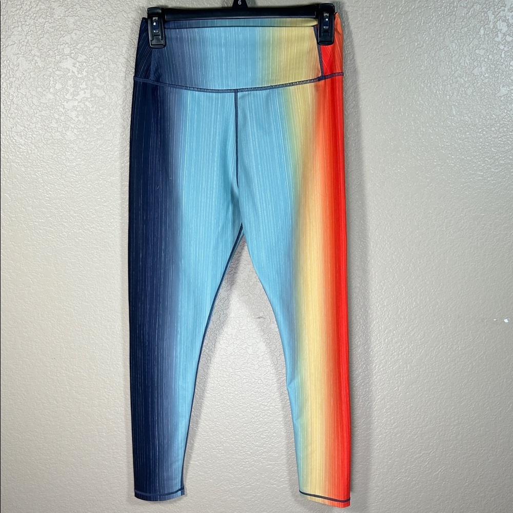 Rainbow Gradient High-Waist Leggings - Blue to Red